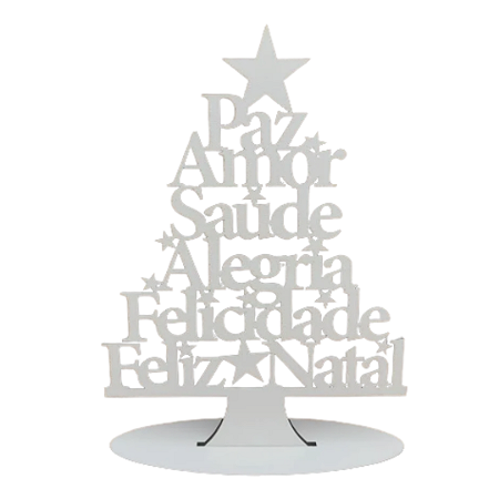 Arvore de Natal Pedidos MDF 13cm Branco