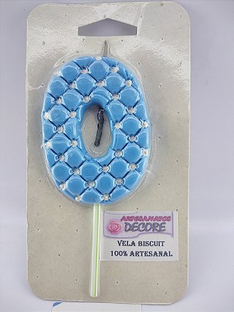 Vela de Biscuit nº 0 - Azul com Branco
