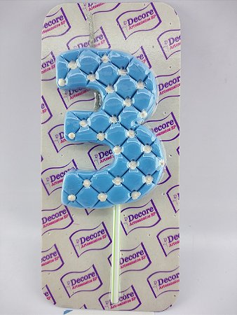 Vela de Biscuit nº 3 - Azul com Branco