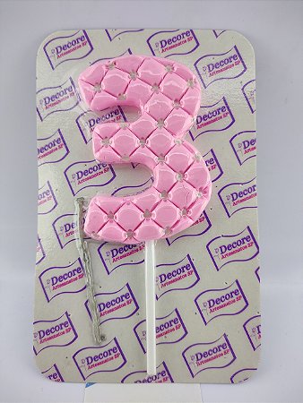 Vela de Biscuit nº 3 - Rosa com Branco