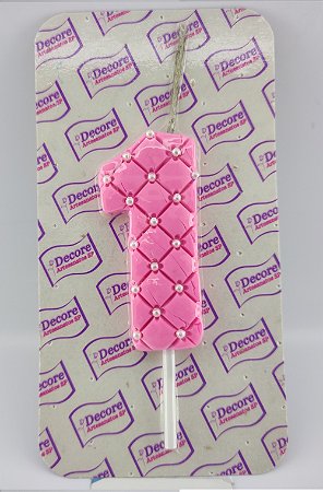 Vela de Biscuit nº 1 - Rosa com Perola
