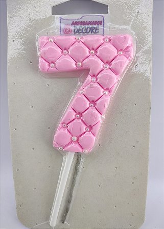 Vela de Biscuit nº 7 - Rosa com Perola