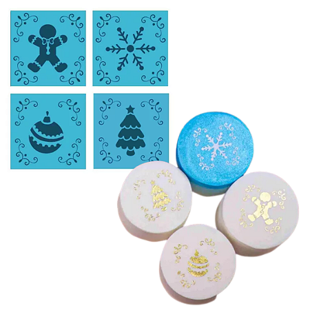 Kit Mini Stencils Natal 2 - 4 Pçs