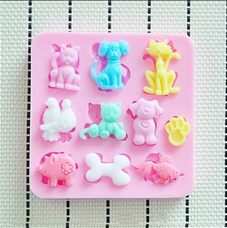 Forma de Silicone - Mini Animais 10 cav
