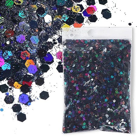 Glitter Flocado Holográfico 4 - Preto 10g