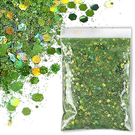 Glitter Flocado Holográfico 9 - Verde Limão 50g