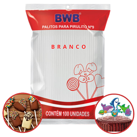 Palitos Pirulito Pequeno Branco Nº09 - C/ 100 Und