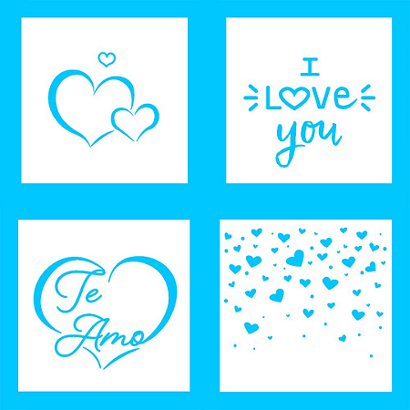 Kit Mini Stencil Corações - 4 Pc