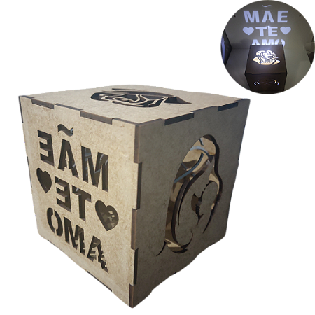 Caixa Luminária LED em MDF - Mãe