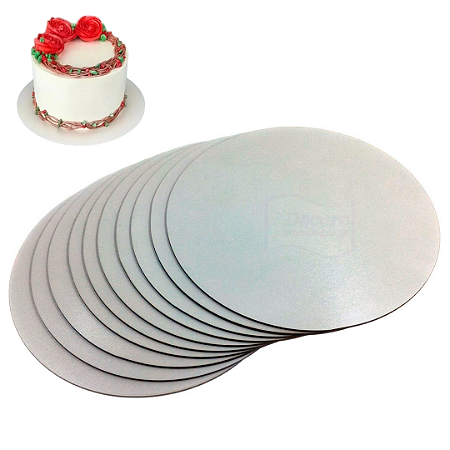 Kit c/15 Cake Board Sem Gravação MDF Branco 25cm
