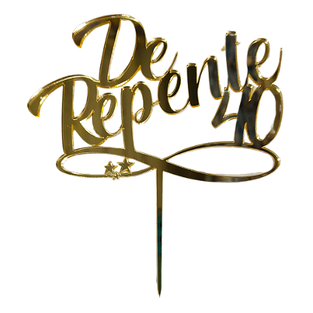Topo de Bolo Acrílico De Repente 40 Dourado