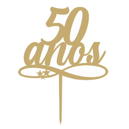 Topo de Bolo Acrílico 18 anos Dourado