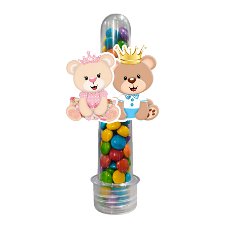 10 Tubetes com Tag - Revelação Ursos Realeza