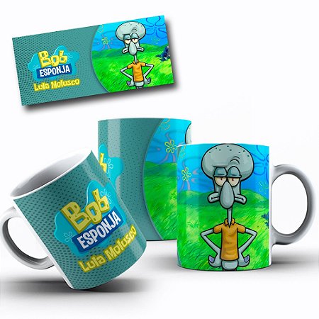 1 Caneca Porcelana 325ml Branca - Bob -  Lula Molusco