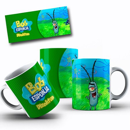 1 Caneca Porcelana 325ml Branca - Bob -  Plankton