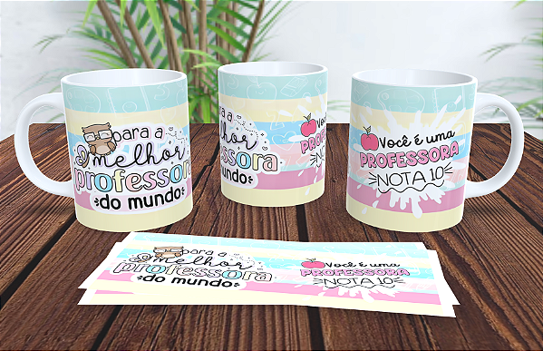 1 Caneca Porcelana 325ml Branca - Professor Nota 10 mod2