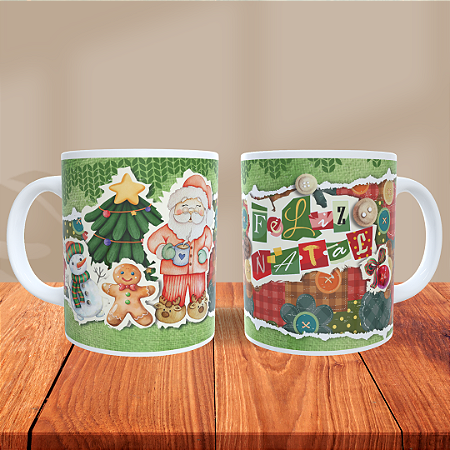 1 Caneca Porcelana 325ml Branca - Feliz Natal