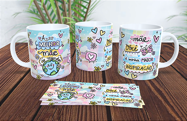 1 Caneca Porcelana 325ml Branca - Melhor Mãe do Mundo