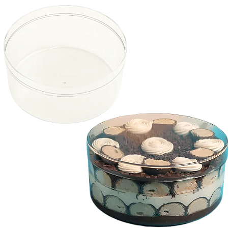 Cake Box Cristal Redonda c/ Tampa (1,500 Ml)