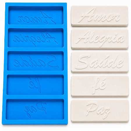 Forma Silicone - Tijolinho Rustico Palavras - 5 cav