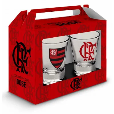 Conjunto 2 Copos De Shot Dose Do Flamengo Megão Cachaça