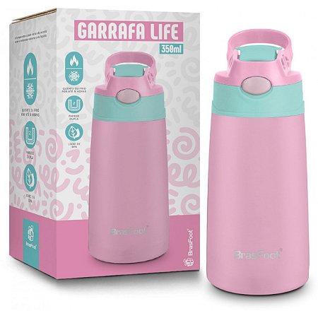 Garrafa Life 350ml Rosa - Brasfoot
