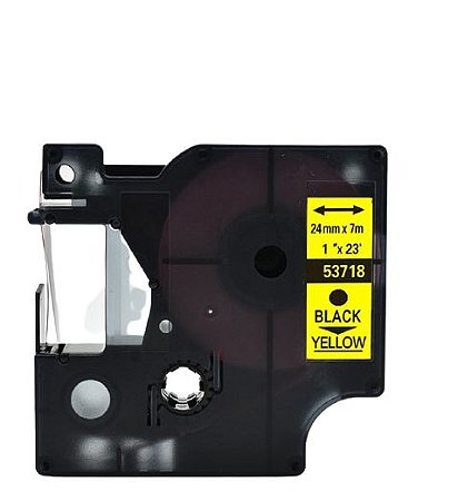 Fita Compatível Dymo D1 53718 Amarela Letra Preta 24mm