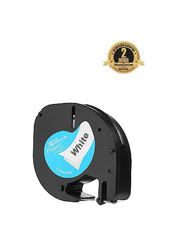 Fita Compatível Dymo Letratag 91201 Branca Letra Preta 12mm