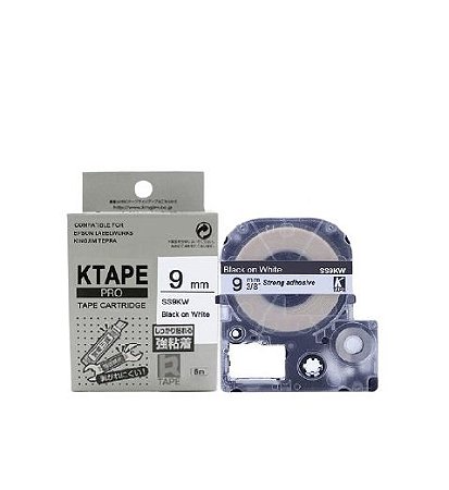 Fita Compatível Epson LK-3WBN Branca Letra Preta 9mm