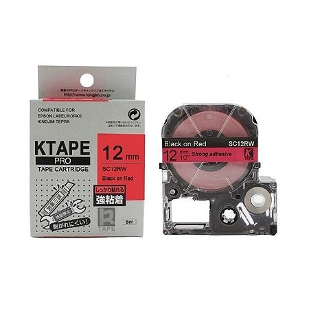 Fita Compatível Epson LK-4RBP Vermelha Letra Preta 12mm