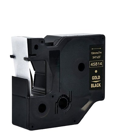 Fita Compatível Dymo D1 45803 Preta Letra Dourada 19mm