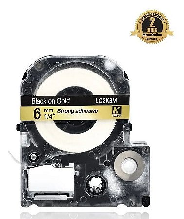 Fita Compatível Epson LK-4KBM Dourada Letra Preta 12mm