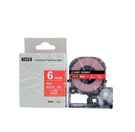 Fita Compatível Epson LK-2RWP Vermelha Letra Branca 6mm