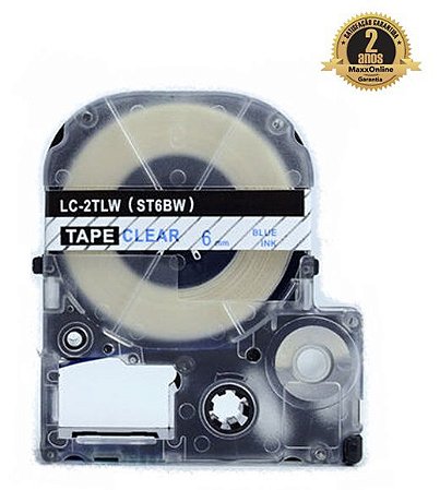 Fita Compatível Epson LK-2TLN Incolor Letra Azul 6mm
