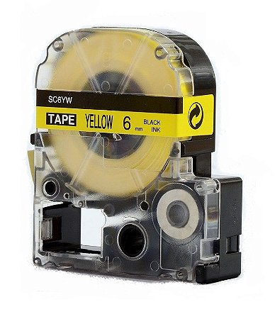 Fita Compatível Epson LK-2YBP Amarela Letra Preta 6mm