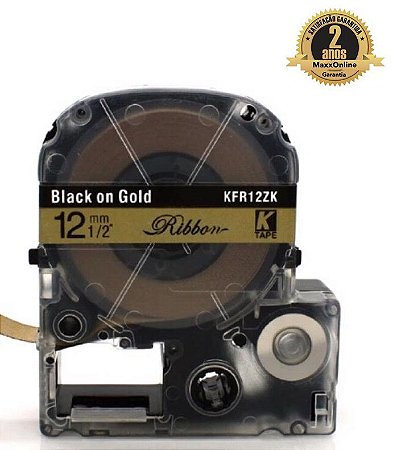 Fita Cetim Compatível Epson KFR12ZK Dourada 12mm