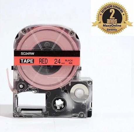 Fita Compatível Epson LK-6RBP Vermelha Letra Preta 24mm