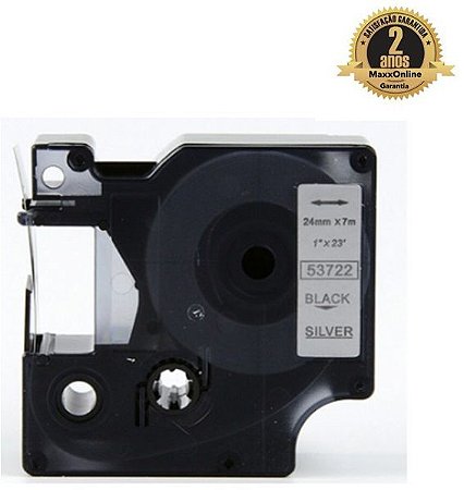 Fita Compatível Dymo D1 53722 Prata Letra Preta 24mm