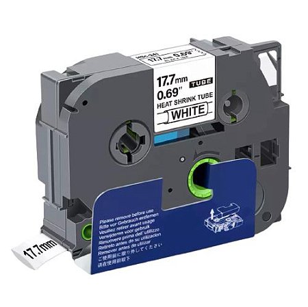 Fita Tubo Termo Retrátil Compatível Tz Tze HSE 241 Branca Letra Preta 18mm
