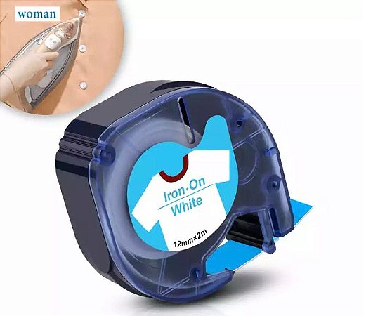 Fita Tecido Compatível Dymo Letratag 18773U Branca Letra Azul 12mm