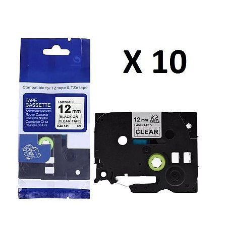 Kit 10 Fitas Compatível Brother Tze-131 Incolor 12mm