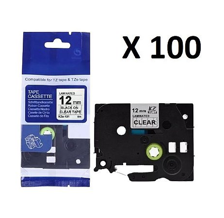 Kit 100 Fitas Compatível Brother Tze-131 Incolor 12mm