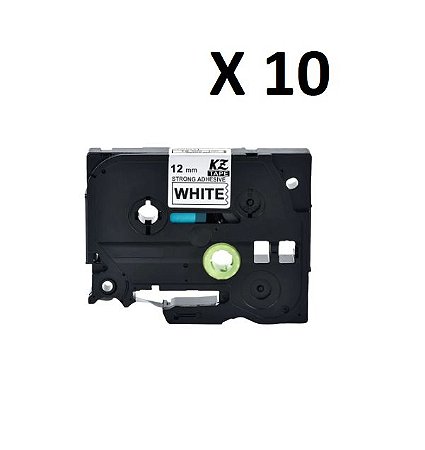 Kit 10 Fitas Strong Compatível Brother Tze-S231 Branca 12mm