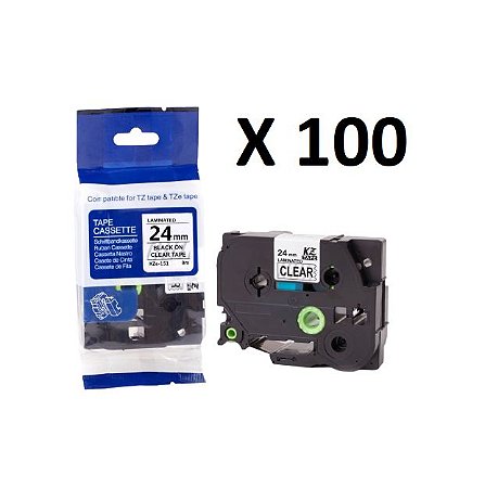 Kit 100 Fitas Compatível Brother Tze-151 Incolor 24mm