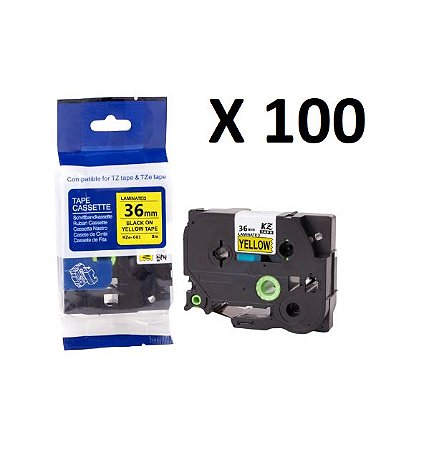 Kit 100 Fitas Compatível Brother Tze-661 Amarela 36mm
