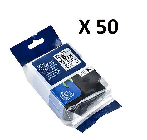 Kit 50 Fitas Compatível Brother Tze-261 Branca 36mm