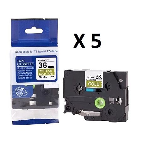 Kit 5 Fitas Compatível Brother Tze-165 Incolor 36mm