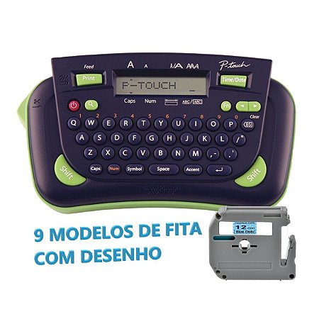 Rotulador Brother PT-80 + Kit 9 Fita MK Coloridas Desing 12mm