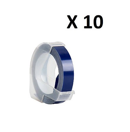 Kit 10 Fitas Vinil Compatível Dymo 3DDK25 Azul Escuro 9mm