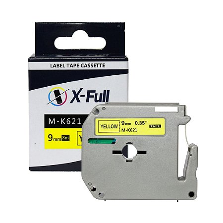 Fita Compatível Brother MK 621 Amarela Letra Preta 9mm